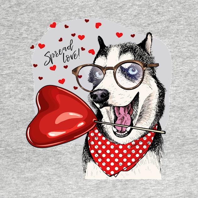 siberian husky spread love by bignosestudios